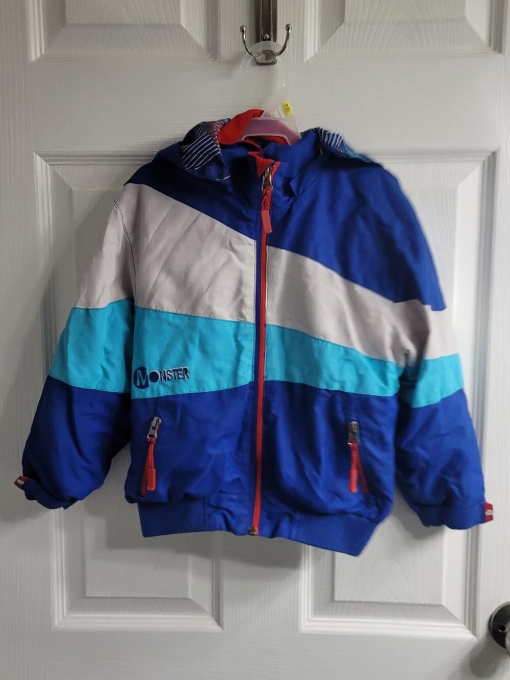 #895 FREE W PURCHASE Monster Toddler Blue Winter Zip Jacket sz 4
